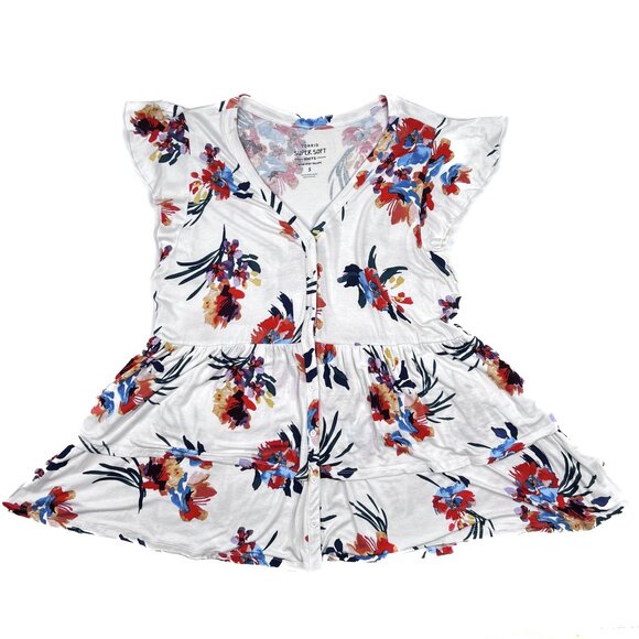 torrid Super Soft Knits Tiered Babydoll Top Floral Button-Front Size 3 - NWOT - Picture 2 of 13